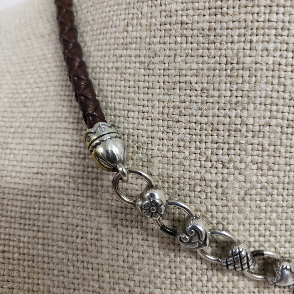Brighton Brown Leather Front Toggle Necklace - image 3